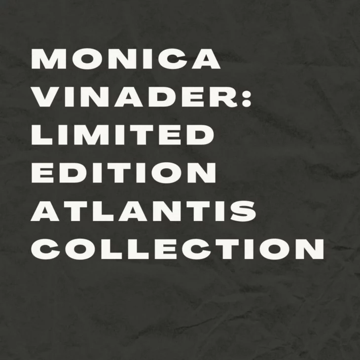Monica Vinader Limited Edition Atlantis Collection graphic title card on textured black background